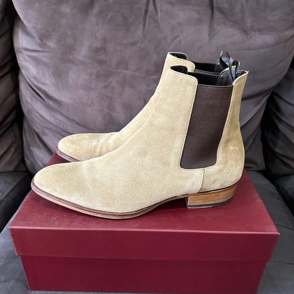Light brown To Boot New York Chelsea boots size 9.5. Worn a few times.
